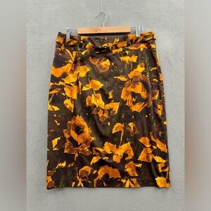 New York & Company Women’s 14 Brown Floral Pencil Shirt NWOT
